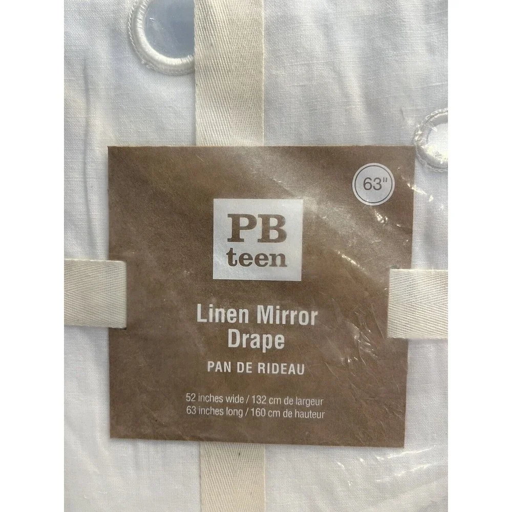 NWT - Pair of Pottery Barn Teen Ivory Cream Linen Mirror Drape 63” L x 52” W